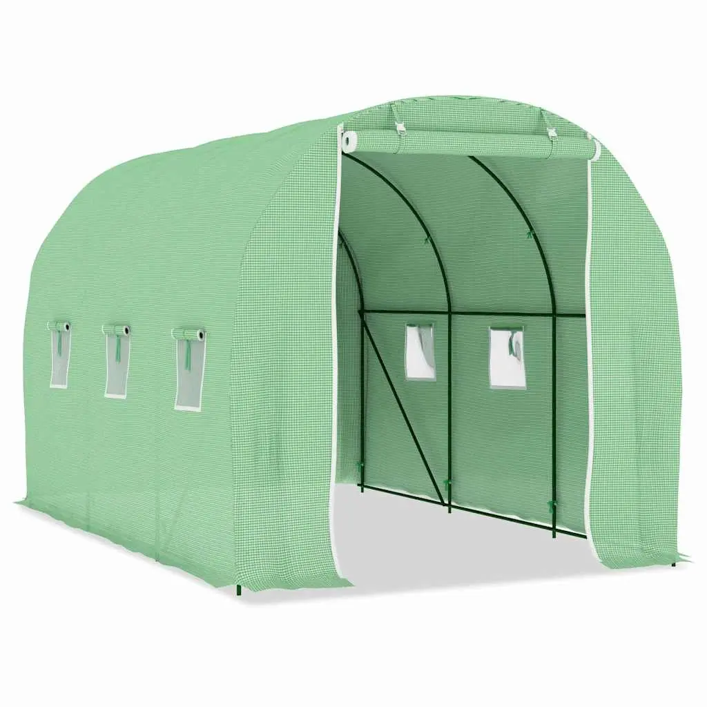 Greenhouse Galvanised Steel Frame 6.86 m² Green PE Mesh Garden Plant House Ventilation