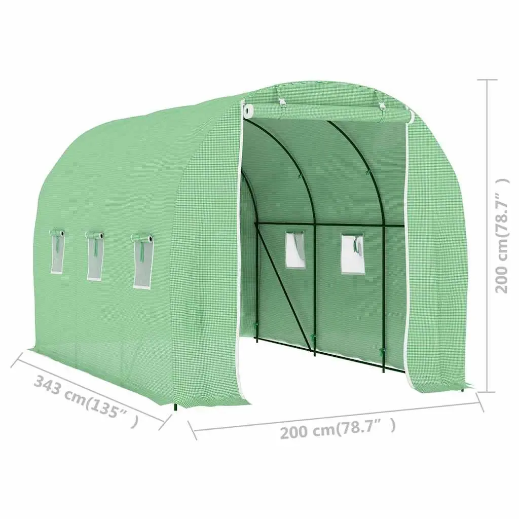 Greenhouse Galvanised Steel Frame 6.86 m² Green PE Mesh Garden Plant House Ventilation