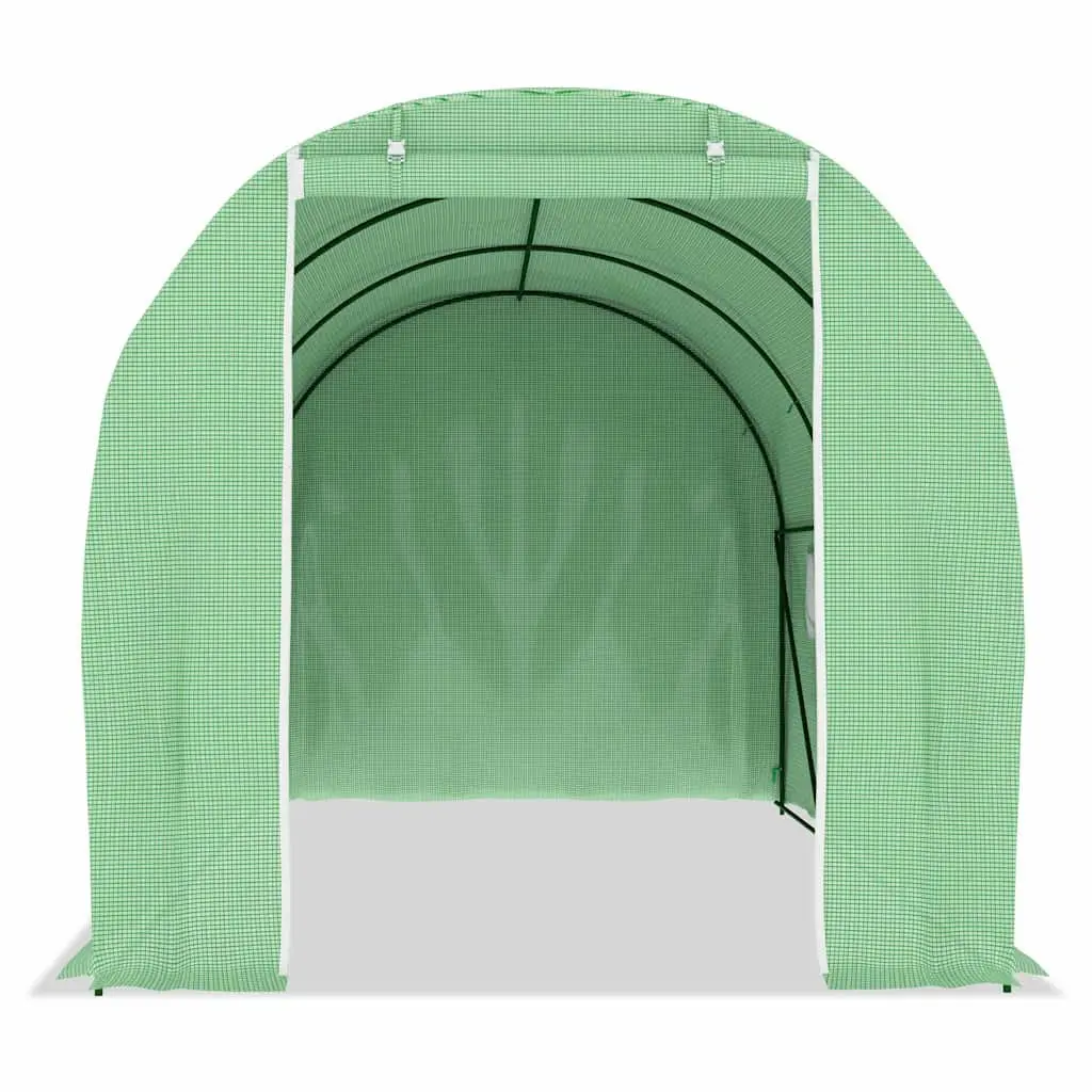 Greenhouse PE Mesh Fabric 4.5x2x2 m Green 9 m² Galvanised Steel Frame Ventilation Windows Single Door
