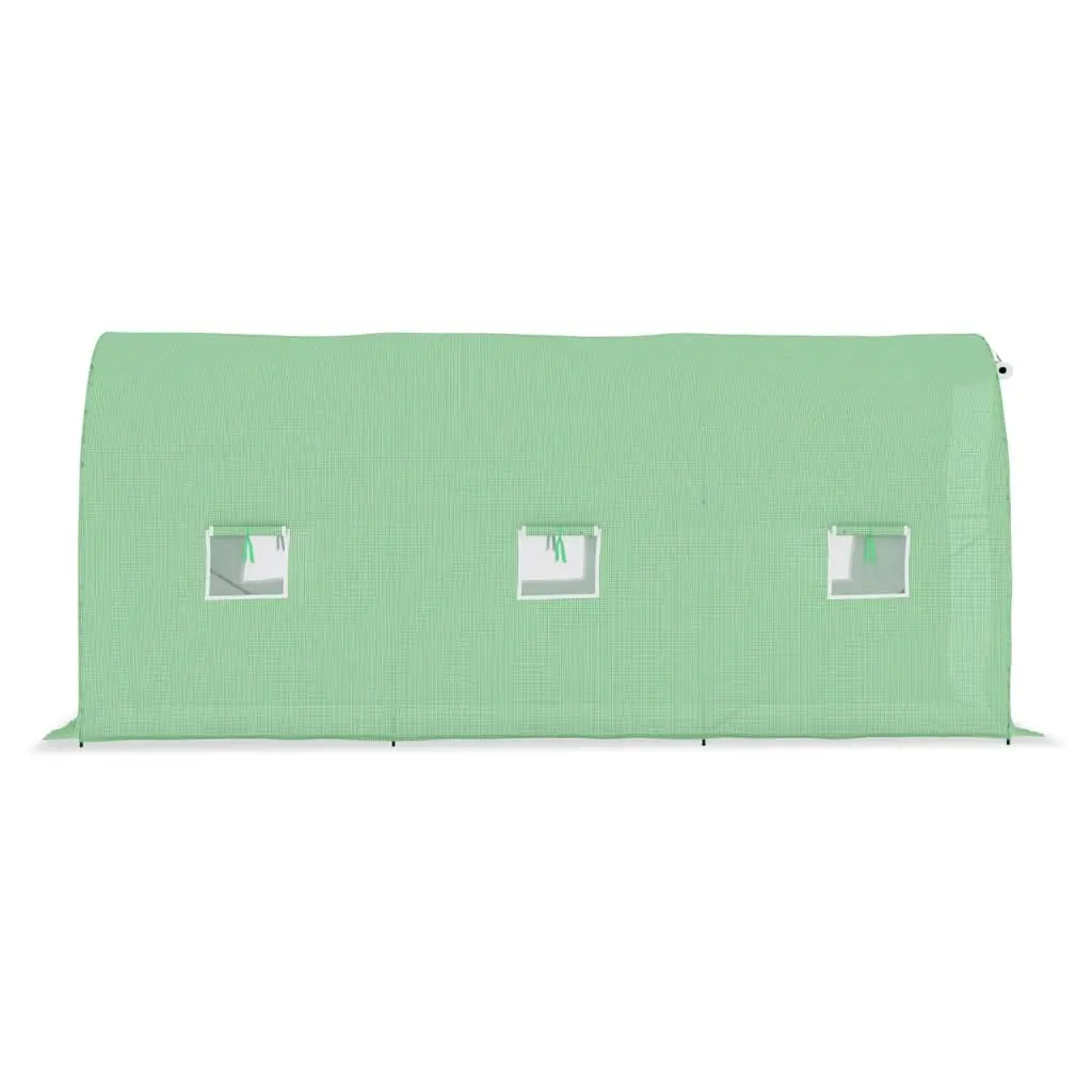 Greenhouse PE Mesh Fabric 4.5x2x2 m Green 9 m² Galvanised Steel Frame Ventilation Windows Single Door
