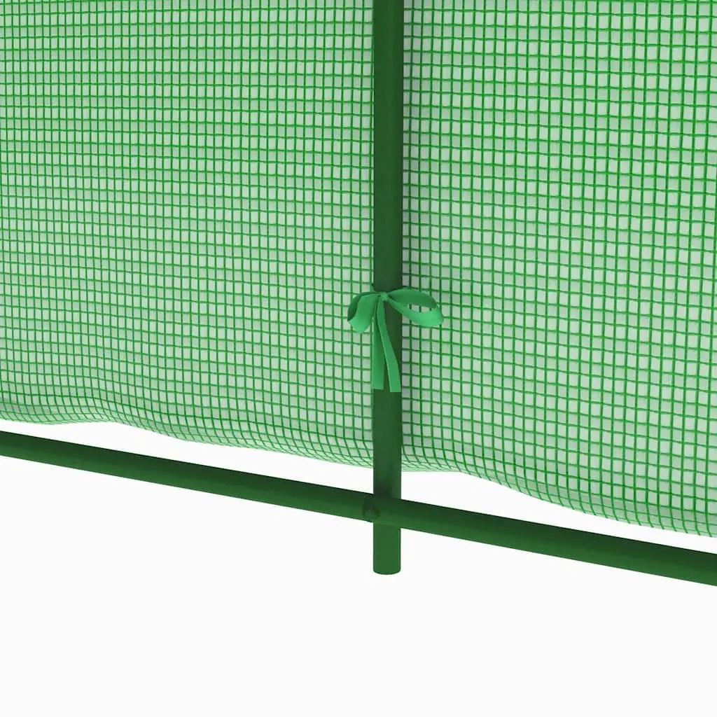Greenhouse PE Mesh Fabric 4.5x2x2 m Green 9 m² Galvanised Steel Frame Ventilation Windows Single Door