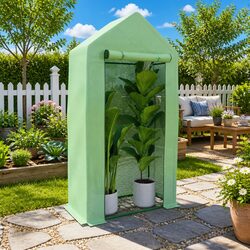 Greenhouse with Steel Frame 0.5 m² Garden Plant Protection 1x0.5x1.9 m Door
