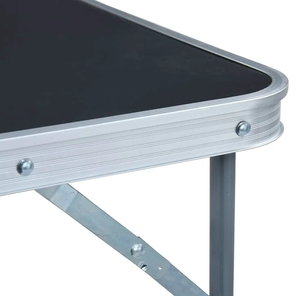 Foldable Camping Table Engineered Wood Top 80x60cm Grey Metal Frame