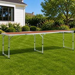 Foldable Camping Table Adjustable Height 240x60 cm Portable Picnic Outdoor