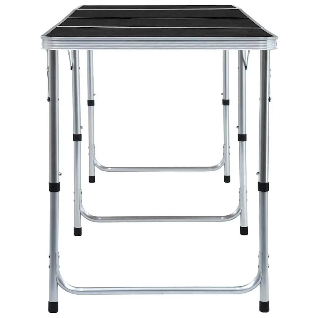 Foldable Camping Table Metal MDF Adjustable Height Grey