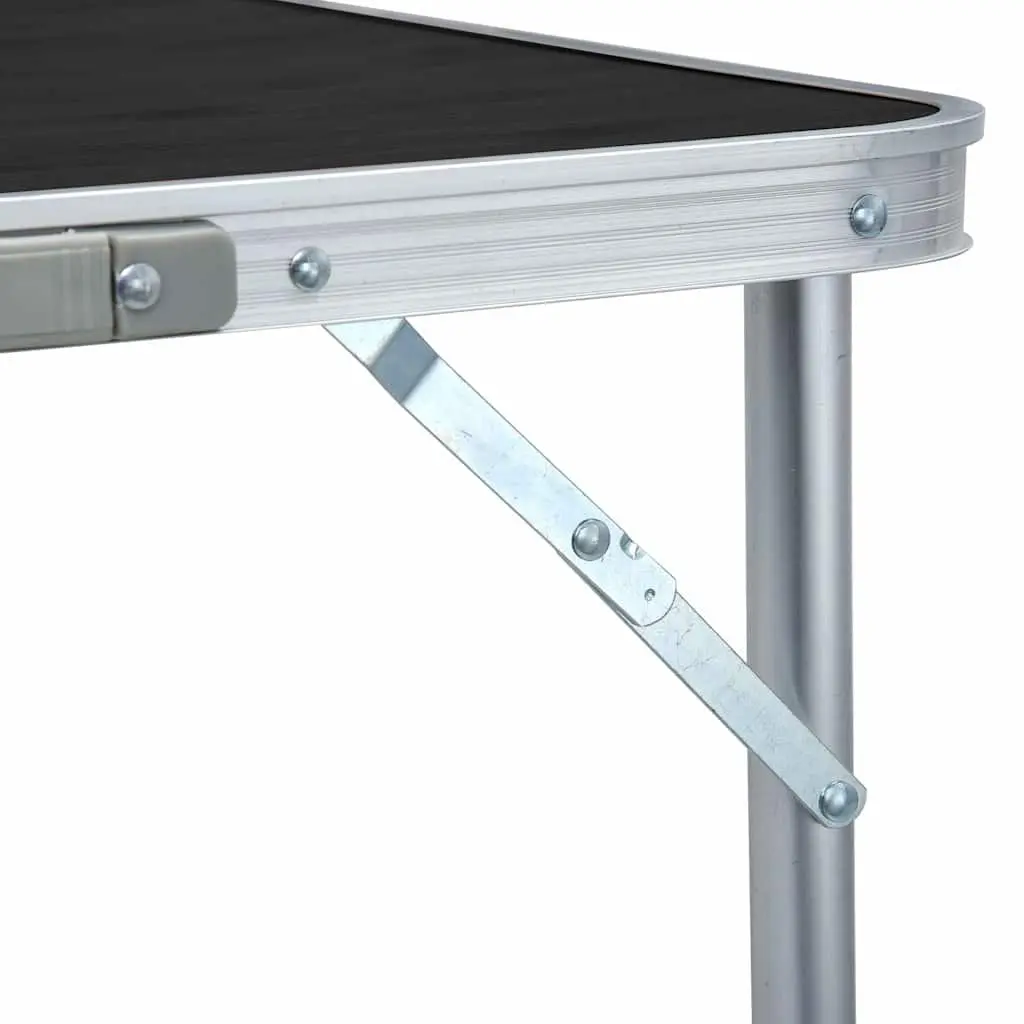 Foldable Camping Table Metal MDF Adjustable Height Grey