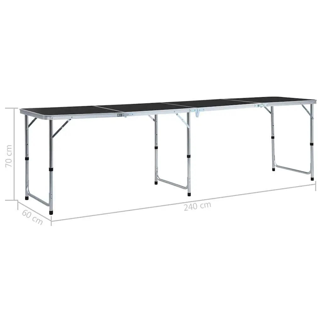 Foldable Camping Table Metal MDF Adjustable Height Grey