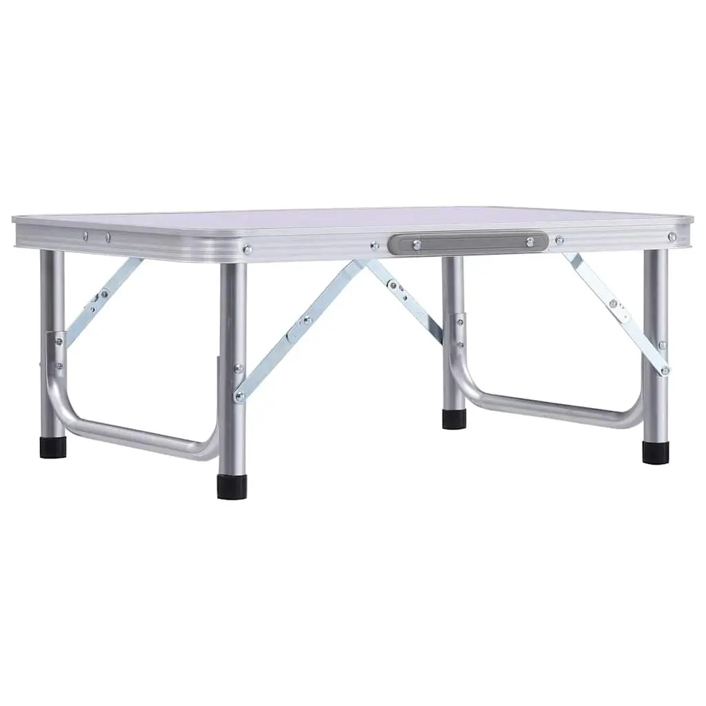 Folding Table Lightweight Outdoor Portable White Aluminium Frame MDF Top 60x45cm Camping Picnic