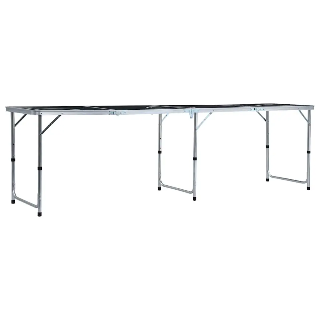 Folding Beer Pong Table Aluminium 240 cm Black Portable Indoor Outdoor
