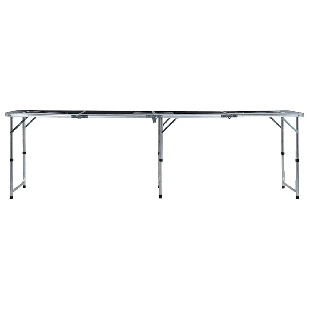 Folding Beer Pong Table Aluminium 240 cm Black Portable Indoor Outdoor