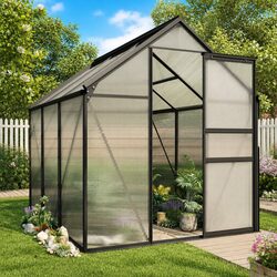 Greenhouse Polycarbonate Anthracite 3.61 m² Garden Aluminium Frame UV Resistant