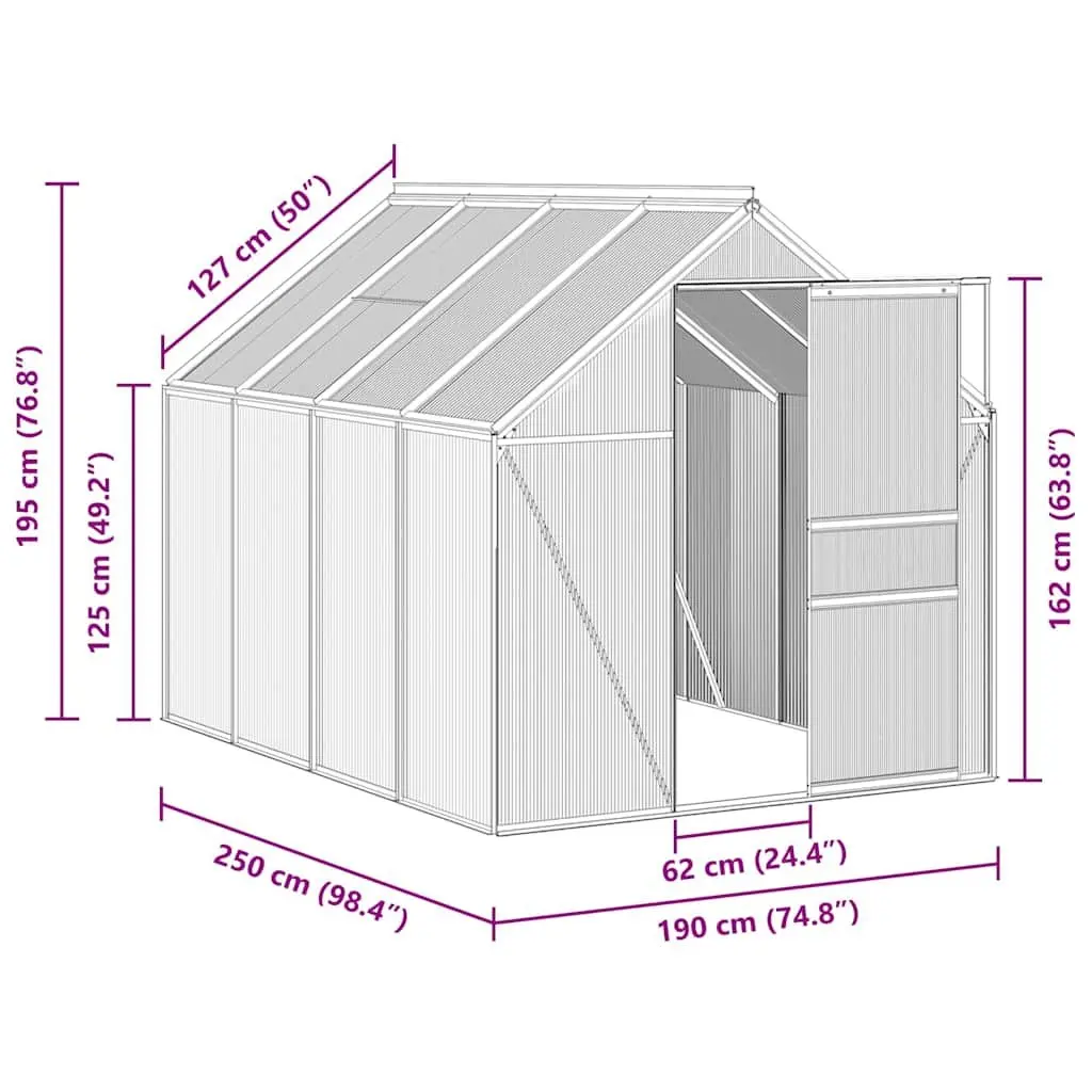 Greenhouse Polycarbonate Panels Anthracite UV Resistant Thermal Insulation 4.75 m²