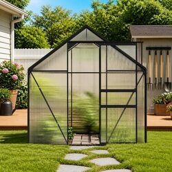 Greenhouse with Base Frame Anthracite Polycarbonate UV Resistant Thermally