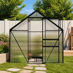 Greenhouse with Base Frame Anthracite Aluminium 5.89m² Polycarbonate Panels UV