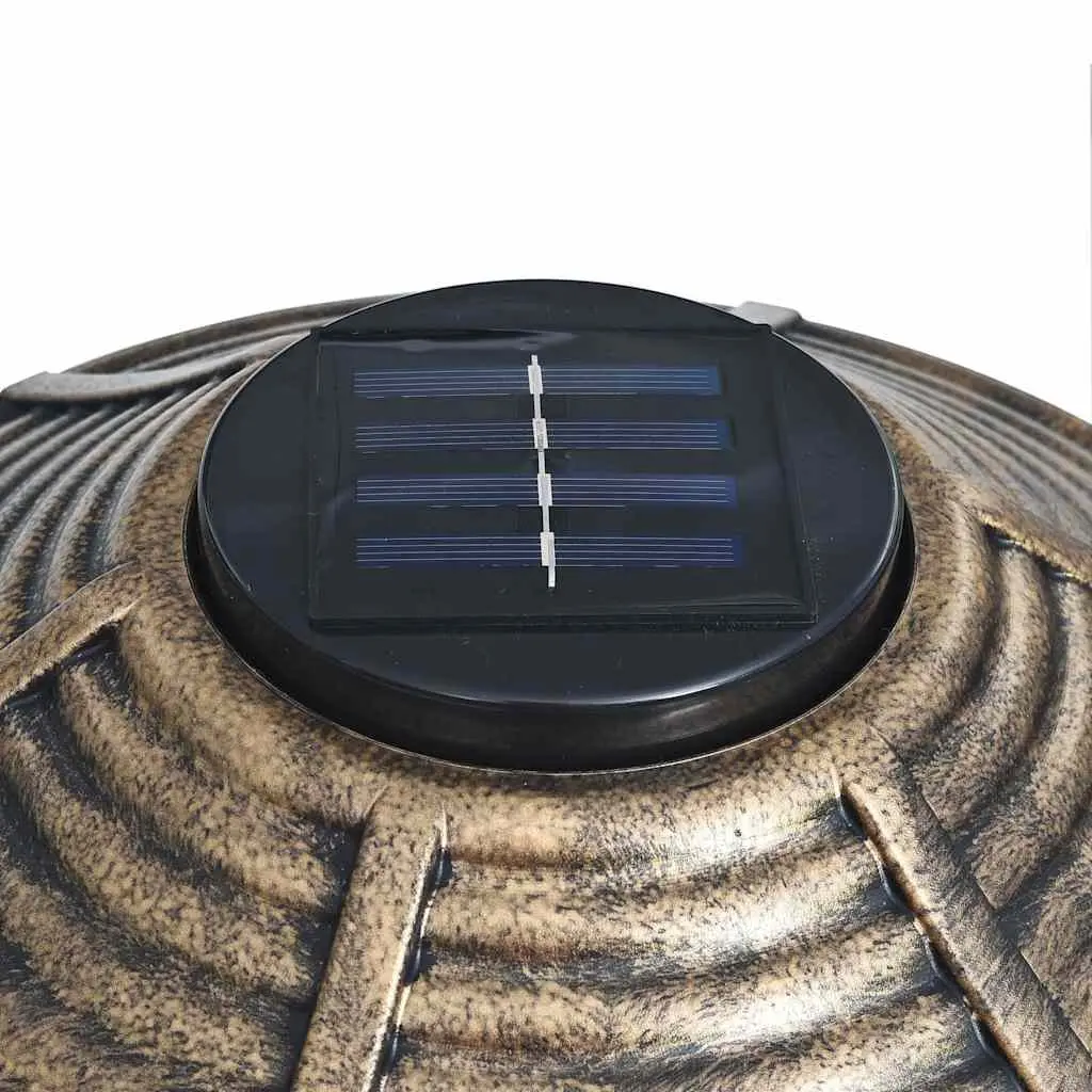 Bird Bath Solar Powered LED Light Plastic Brown