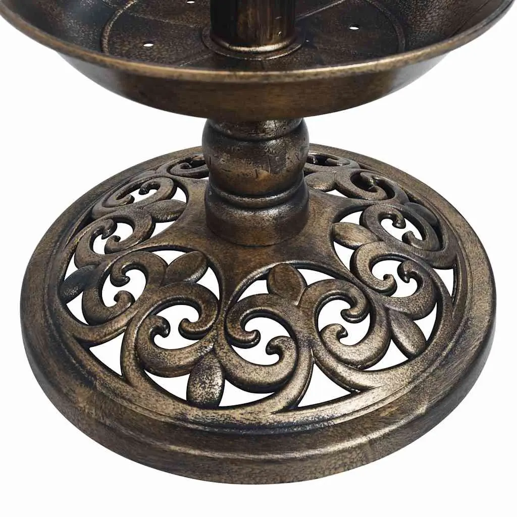 Bird Bath Solar Powered LED Light Plastic Brown