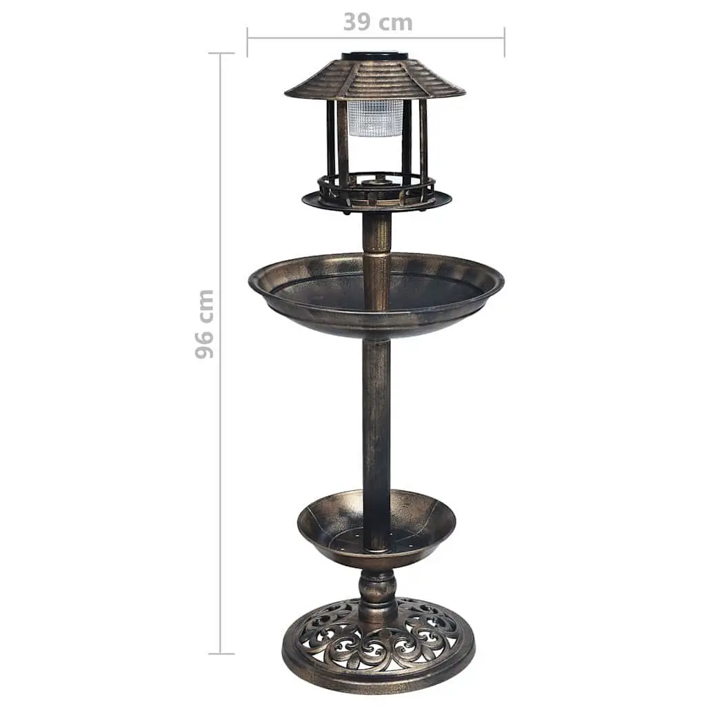 Bird Bath Solar Powered LED Light Plastic Brown