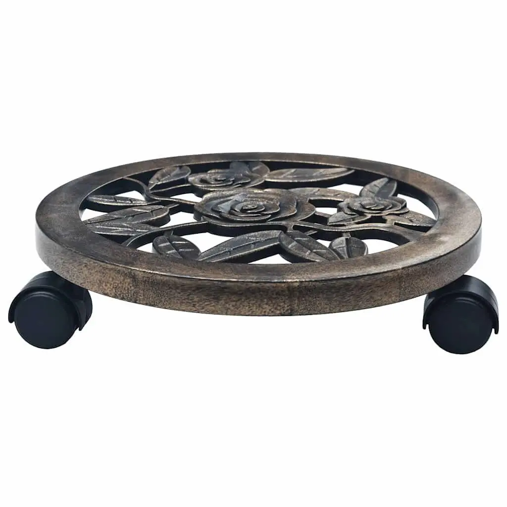 Plant Caddies Set of 6 Brown 30cm PP Plastic Rolling Trolleys with 360 Degree Casters for Indoor and Outdoor Use