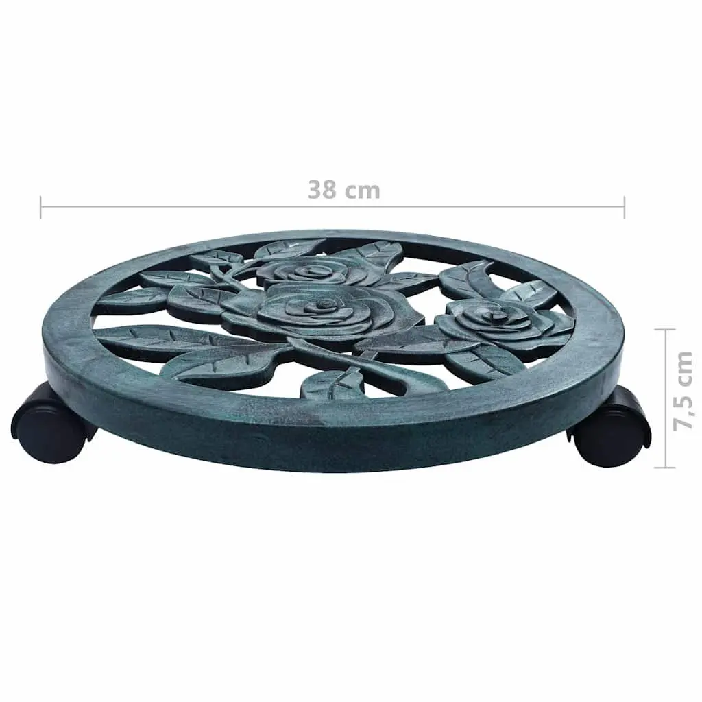 Plant Trolleys Plastic 38cm Green 6 Piece Set Rolling Caddies