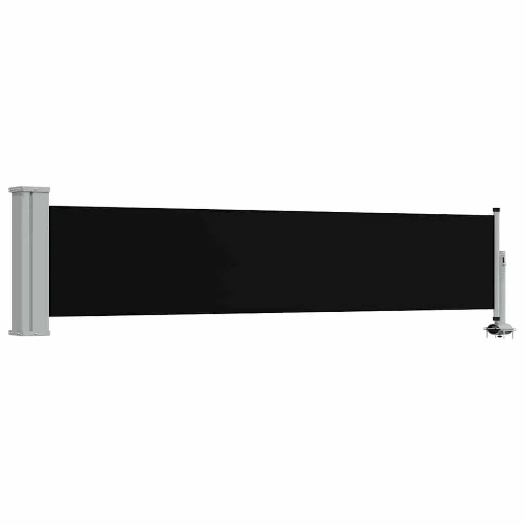 Retractable Side Awning Polyester 60x300 cm Black Outdoor Shade Screen Privacy