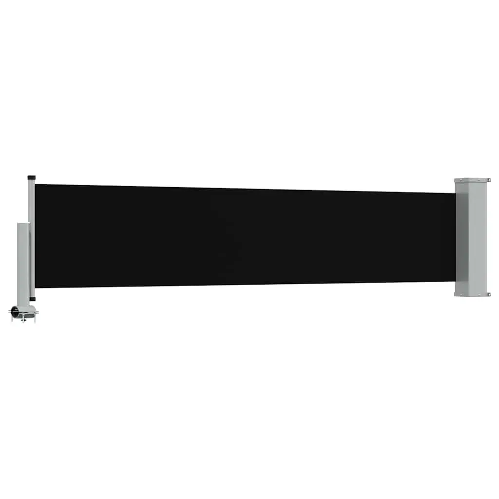 Retractable Side Awning Polyester 60x300 cm Black Outdoor Shade Screen Privacy
