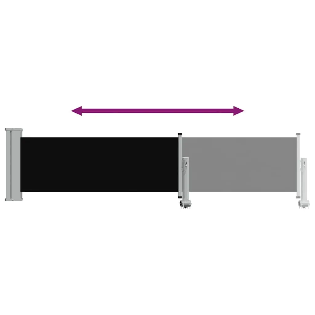 Retractable Side Awning Polyester 60x300 cm Black Outdoor Shade Screen Privacy