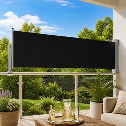 Versatile Black 80x300cm Side Awning for Patio and Balcony