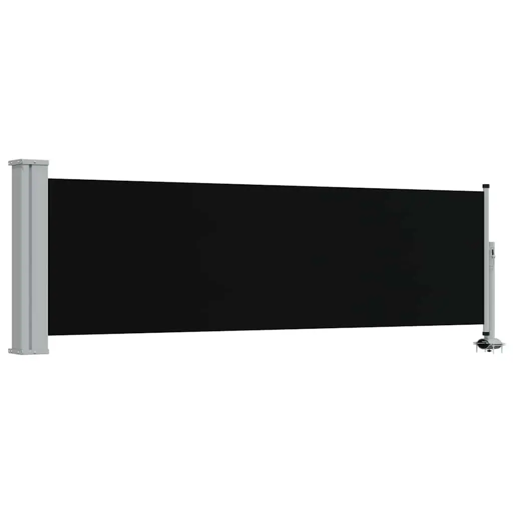 Retractable Side Awning Polyester 80x300cm Black Outdoor Privacy Screen