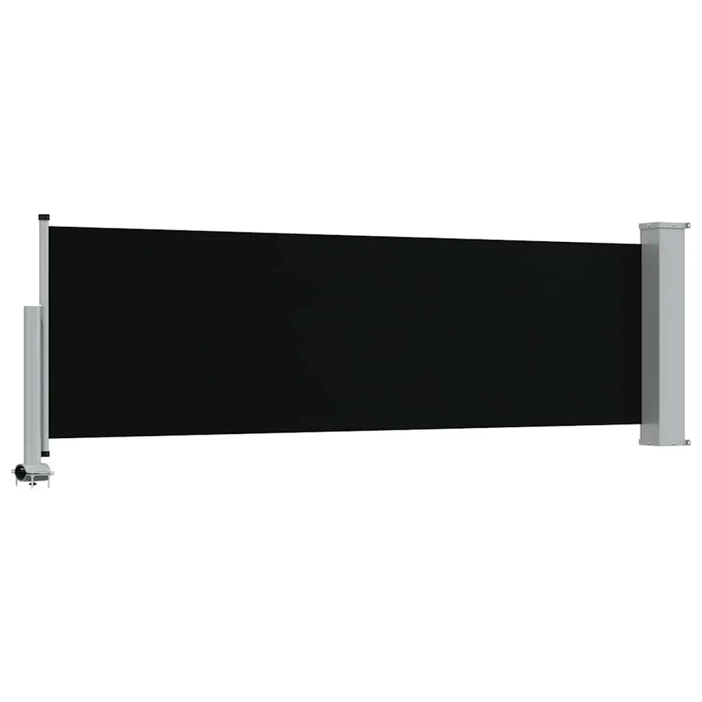 Retractable Side Awning Polyester 80x300cm Black Outdoor Privacy Screen