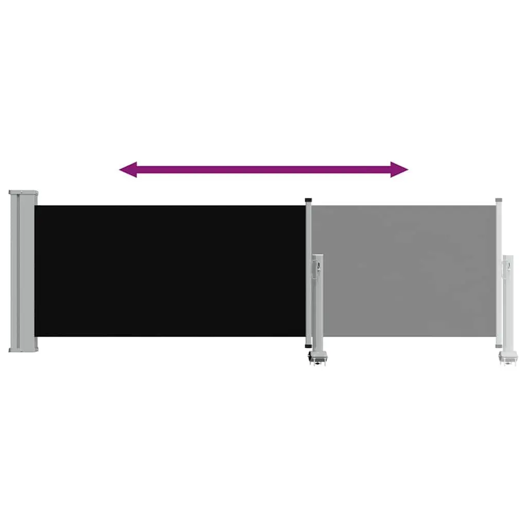 Retractable Side Awning Polyester 80x300cm Black Outdoor Privacy Screen