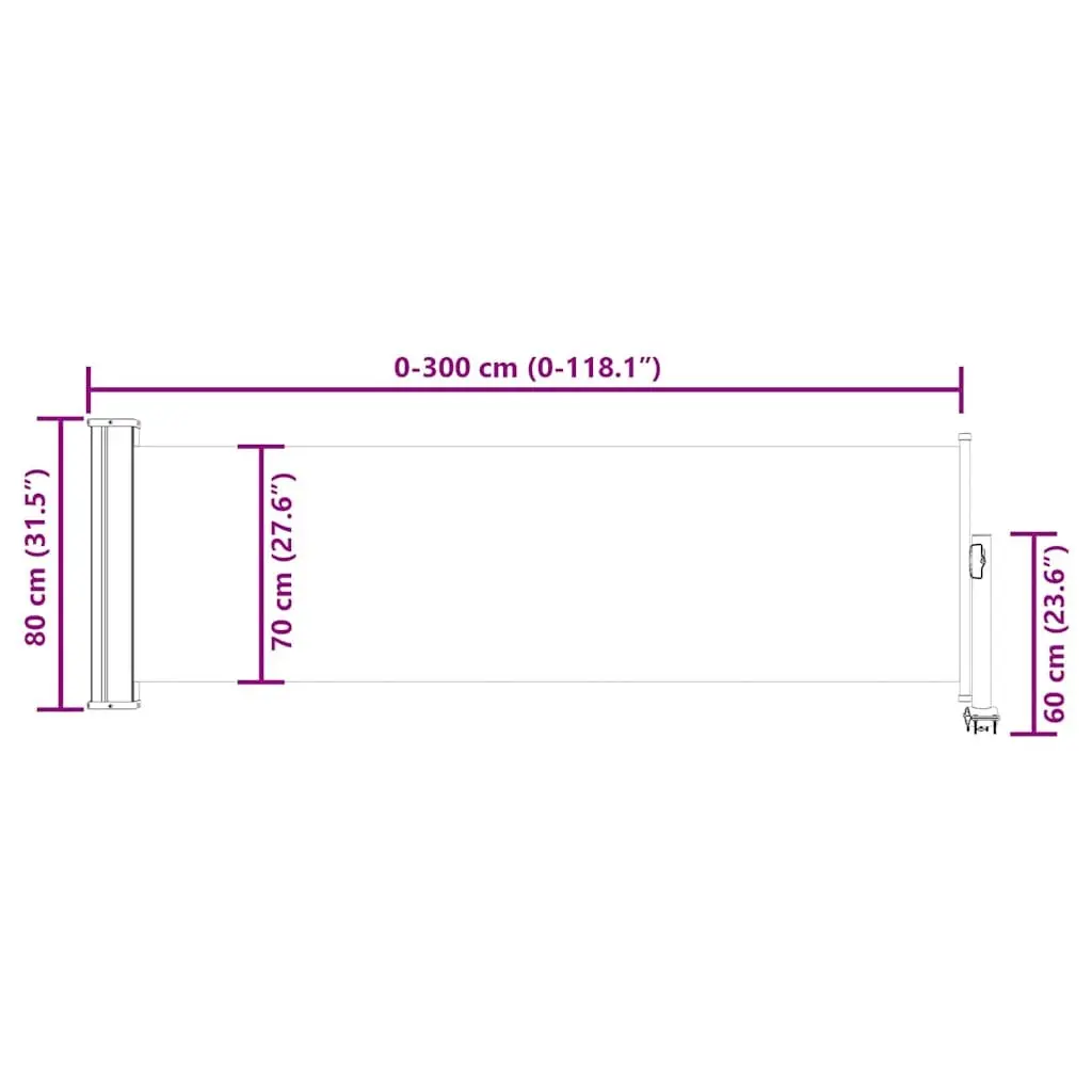 Retractable Awning Polyester 80x300cm Grey Outdoor Privacy Screen for Patios Balconies and Terraces