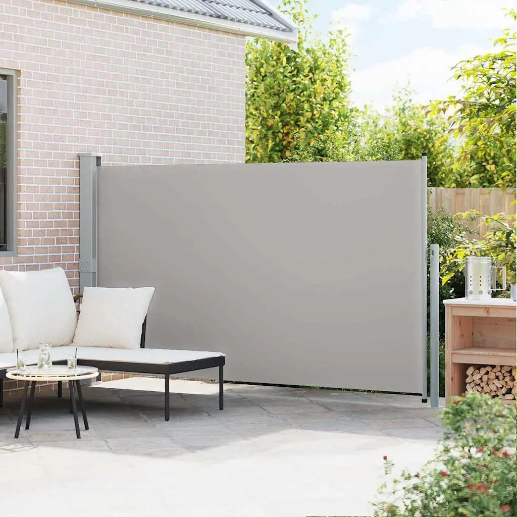 Retractable Side Awning Polyester 170x300cm Grey Outdoor Privacy Screen