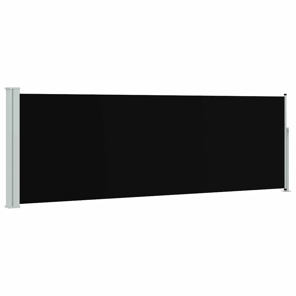 Retractable Awning Privacy Screen Black 100x300cm UV Tear Resistant Polyester for Terrace Patio Balcony Outdoor