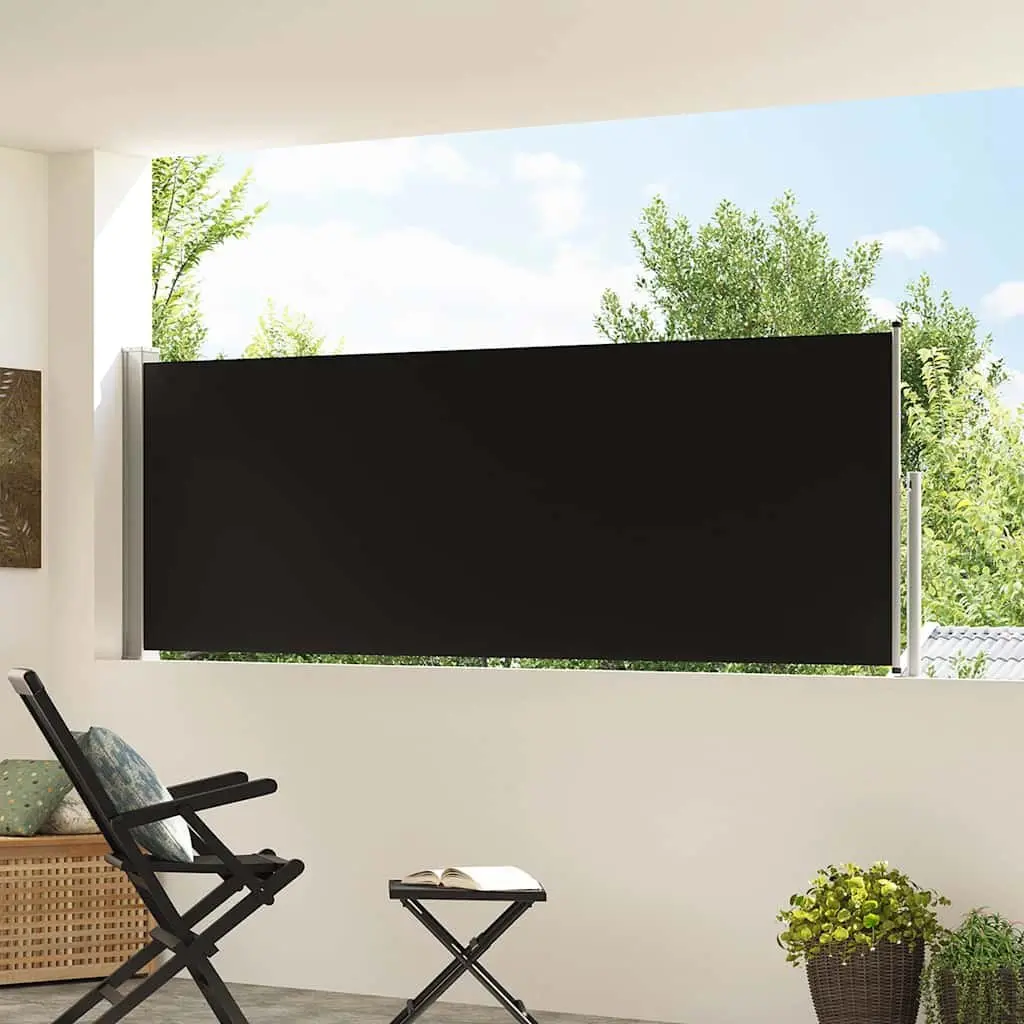 Retractable Awning Privacy Screen Black 100x300cm UV Tear Resistant Polyester for Terrace Patio Balcony Outdoor