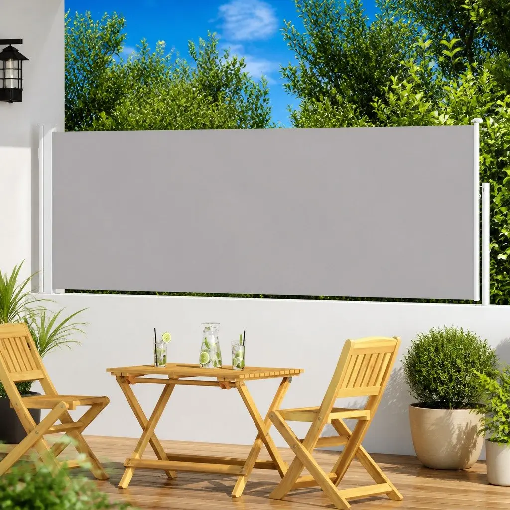 Retractable Side Awning UV Tear Resistant Polyester 100x300 cm Grey