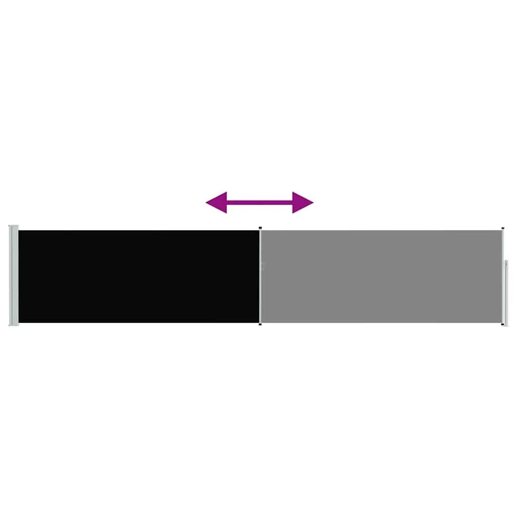 Retractable Side Awning Screen 100x500 cm Black Polyester Steel