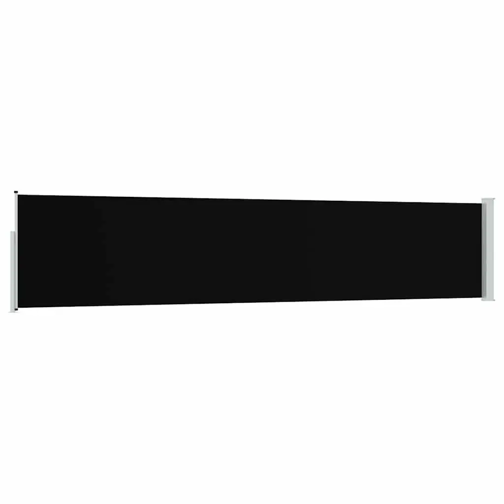 Retractable Side Awning Screen 100x500 cm Black Polyester Steel