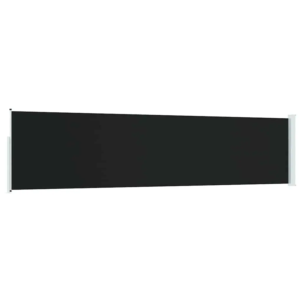 Retractable Awning Black Polyester 117x514cm Outdoor Privacy Screen for Patio and Balcony