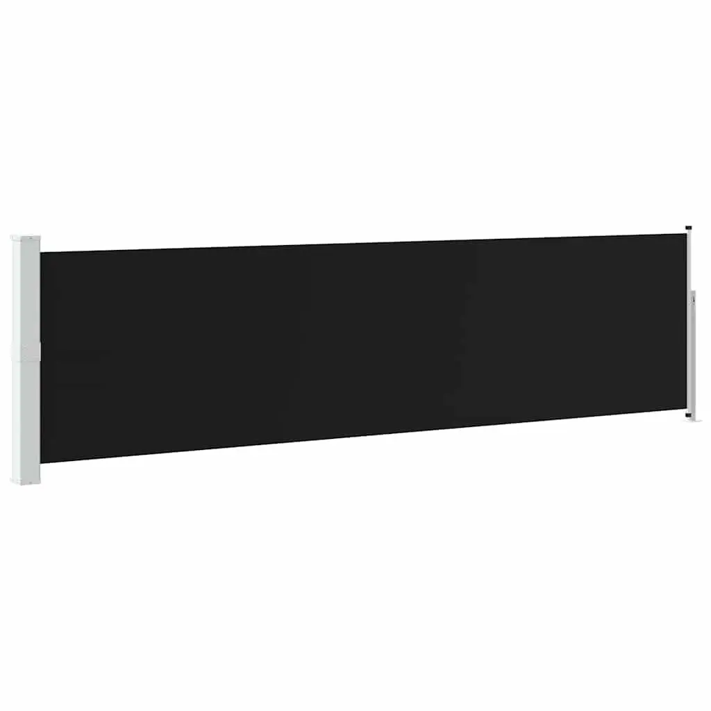 Retractable Side Awning Polyester 140x500 cm Black Steel Outdoor Privacy Screen Shade