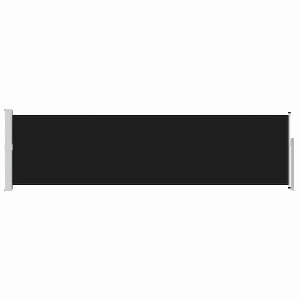 Retractable Side Awning Polyester 140x500 cm Black Steel Outdoor Privacy Screen Shade