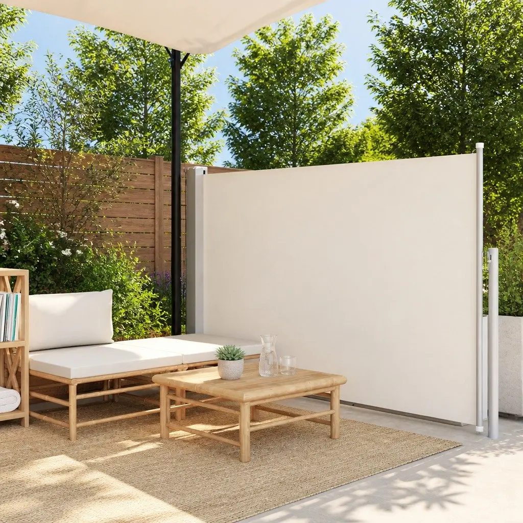Retractable Side Awning Outdoor Privacy Screen Shade 140x500cm Cream