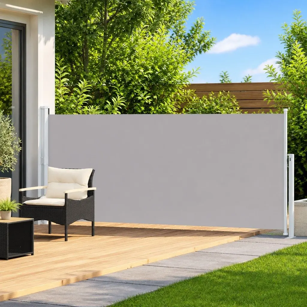 Retractable Side Awning Privacy Shade 140x500cm Grey Polyester Steel