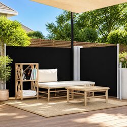 Practical Side Awning Black 100x600cm for Outdoor Spaces