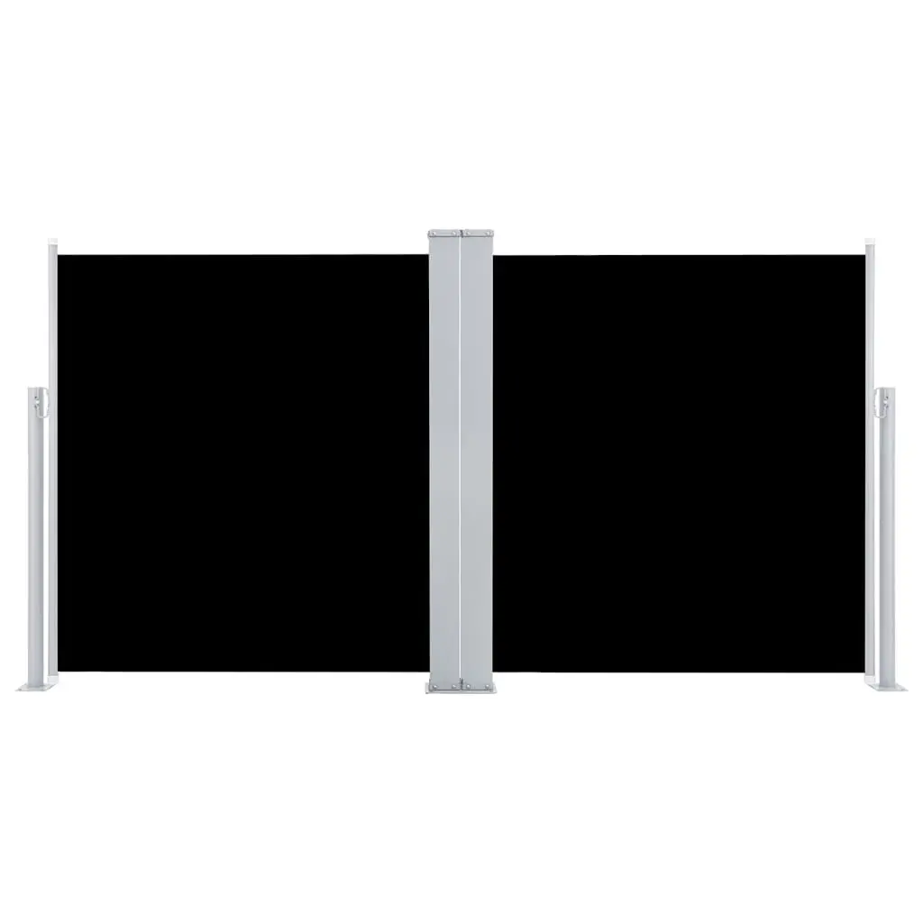 Retractable Side Awning Polyester 100x600cm Black Outdoor Privacy Screen Garden Patio
