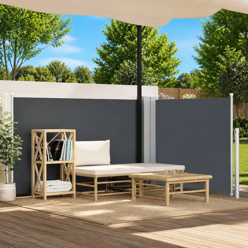 Retractable Side Awning PU Coated Polyester 100x600 cm Anthracite Garden Patio Privacy Screen Shade