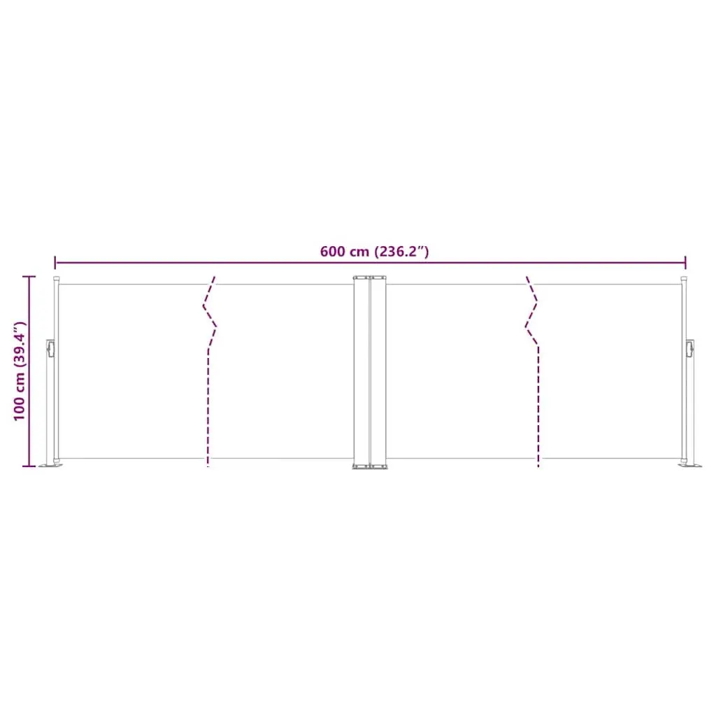 Retractable Side Awning PU Coated Polyester 100x600 cm Anthracite Garden Patio Privacy Screen Shade