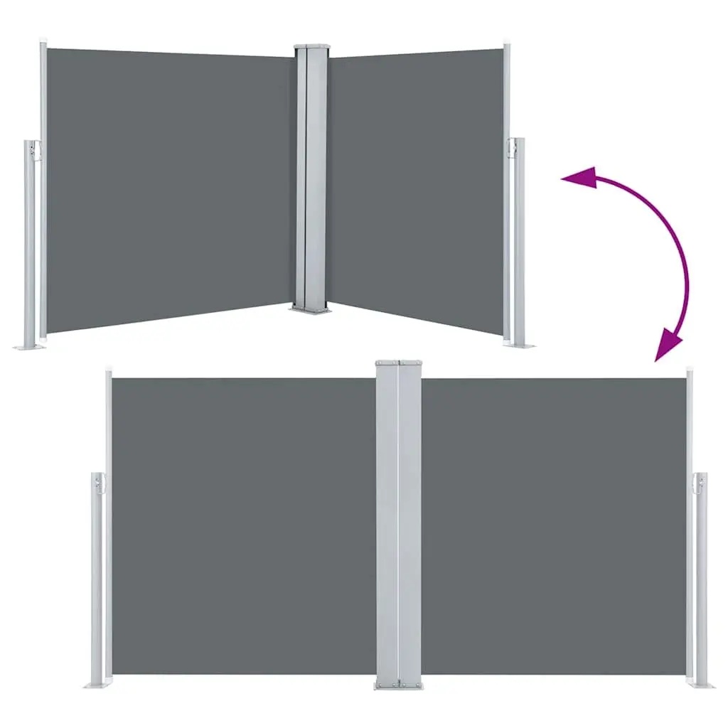 Retractable Side Awning PU Coated Polyester 100x600 cm Anthracite Garden Patio Privacy Screen Shade