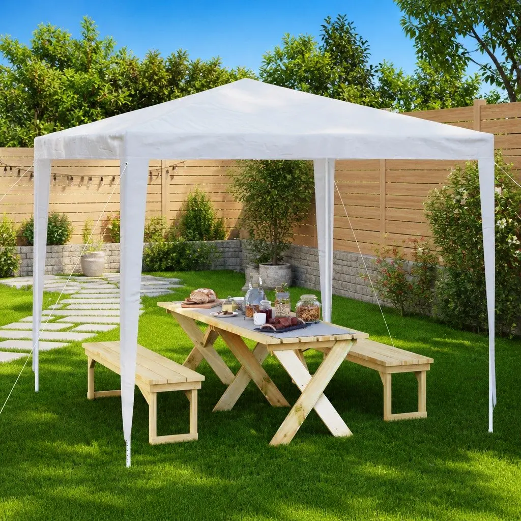 Party Tent Iron 2.5x2.5m White Canopy Gazebo Outdoor Structure