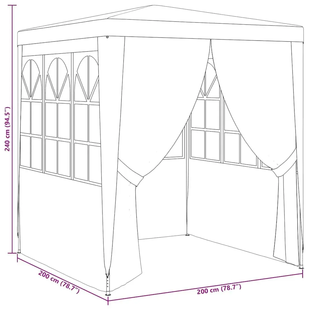 Party Tent Polyethylene 2x2m White Outdoor Canopy Gazebo with Side Walls Door Windows