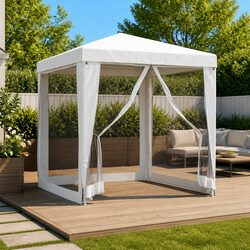 Party Tent 2x2m White Mesh Sidewalls Outdoor Gazebo Canopy Events Weddings